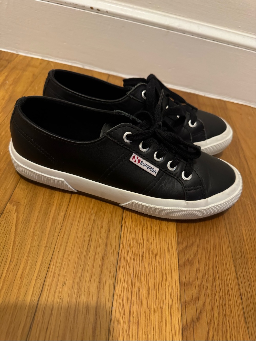 Superga Black and White Low-Top Lace-Up Sneakers